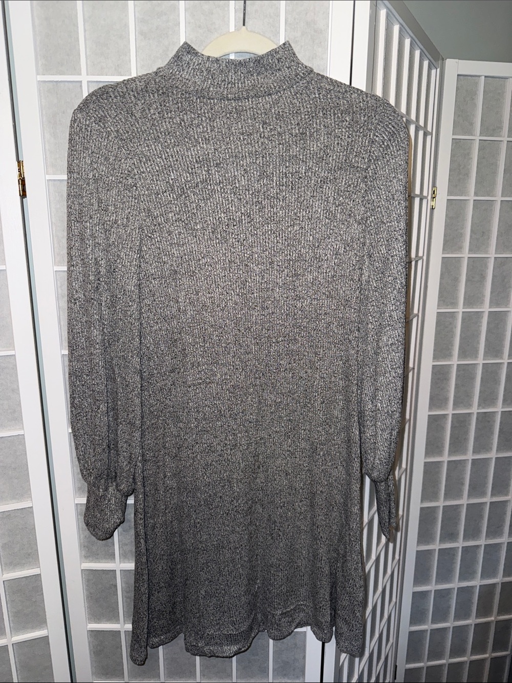 Express Gray Ribbed Mock Neck Long Sleeve Dress Size XS